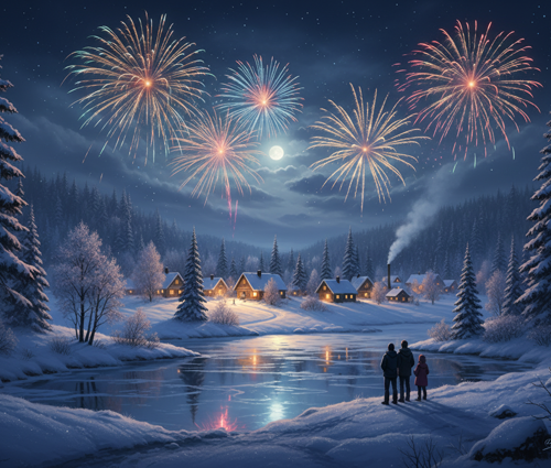 Firefly Skapa En Vinterbild Med Fyrverkerier 118761