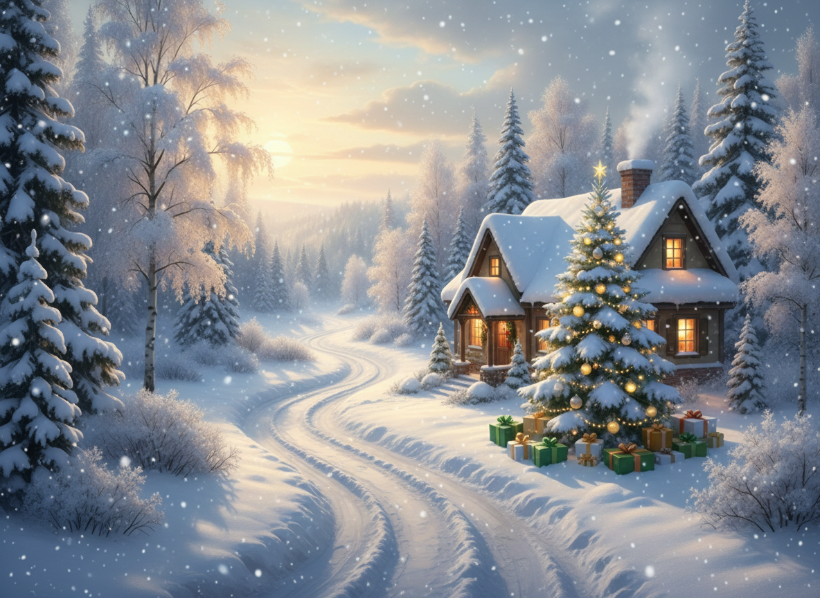 Firefly Gemini Flash Skapa En Bild Som Skapar Ka&#x308;nslan Av Jul Och Vinterlandskap, Fa&#x308;rgerna Som Ska Inga&#x30A; A&#x308;r 118761 (1)